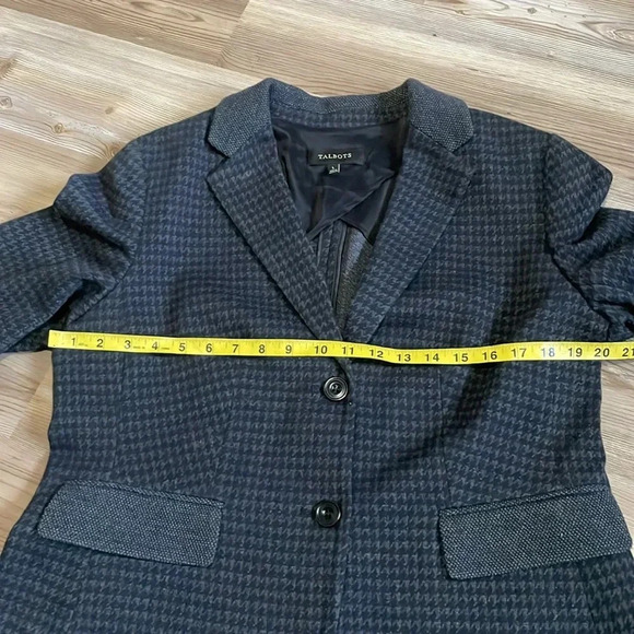 Talbots Blazer Black & Gray Houndstooth Cotton blend Womens size L Classic - Picture 4 of 13